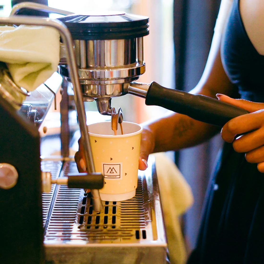 Barista preparing coffee